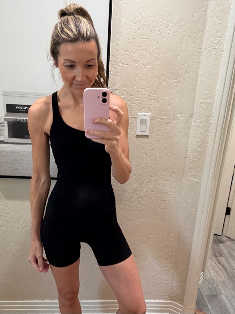 Beyond Yoga Black Ribbed Sleeveless Romper